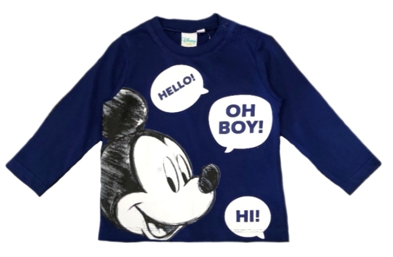 Baby Langarmshirt für Jungen in blau mit Micky Maus